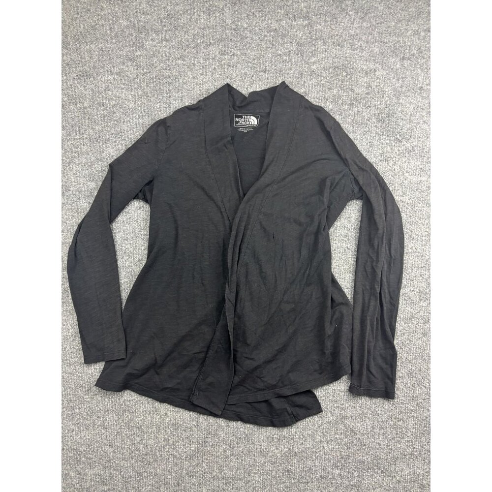 The North Face Cardigan Sweater Womens Medium Black Open Front Lightweight